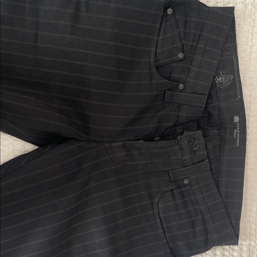 Rock & Republic Black Pinstripe Trousers